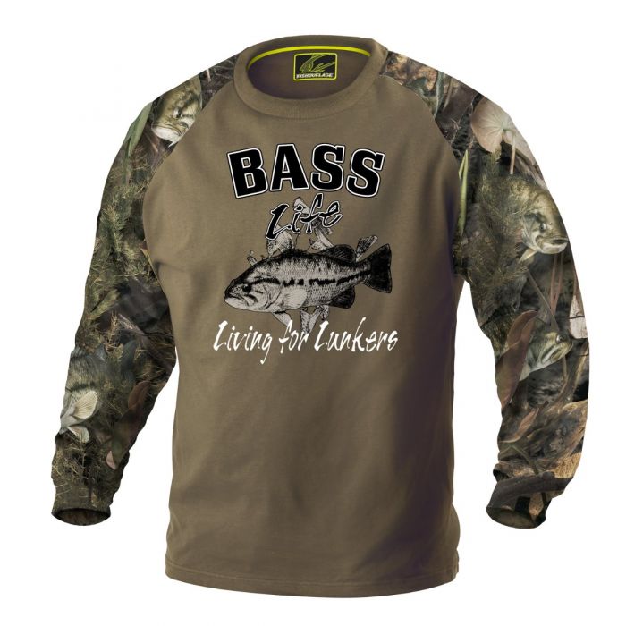 Long Sleeve Fish T Shirts for Men, Bass Fishing Shirt