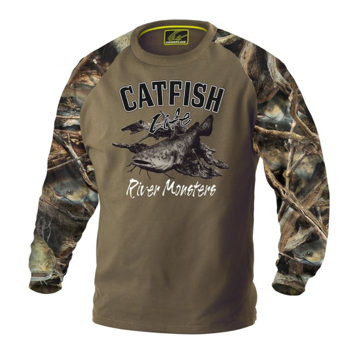 Long Sleeve Fishing Shirt for Men, Catfish T-Shirt