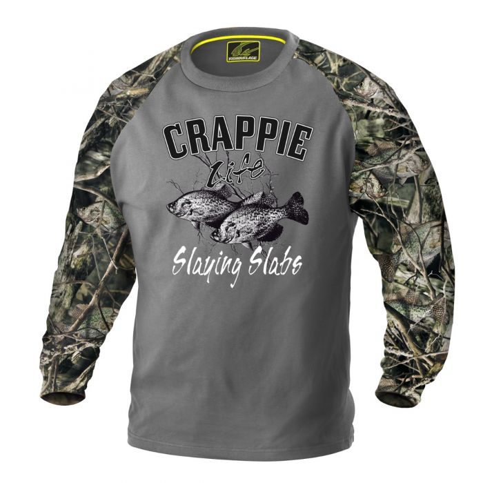 Men's Crappie Fishing T-Shirts, Long Sleeve Fish Shirt