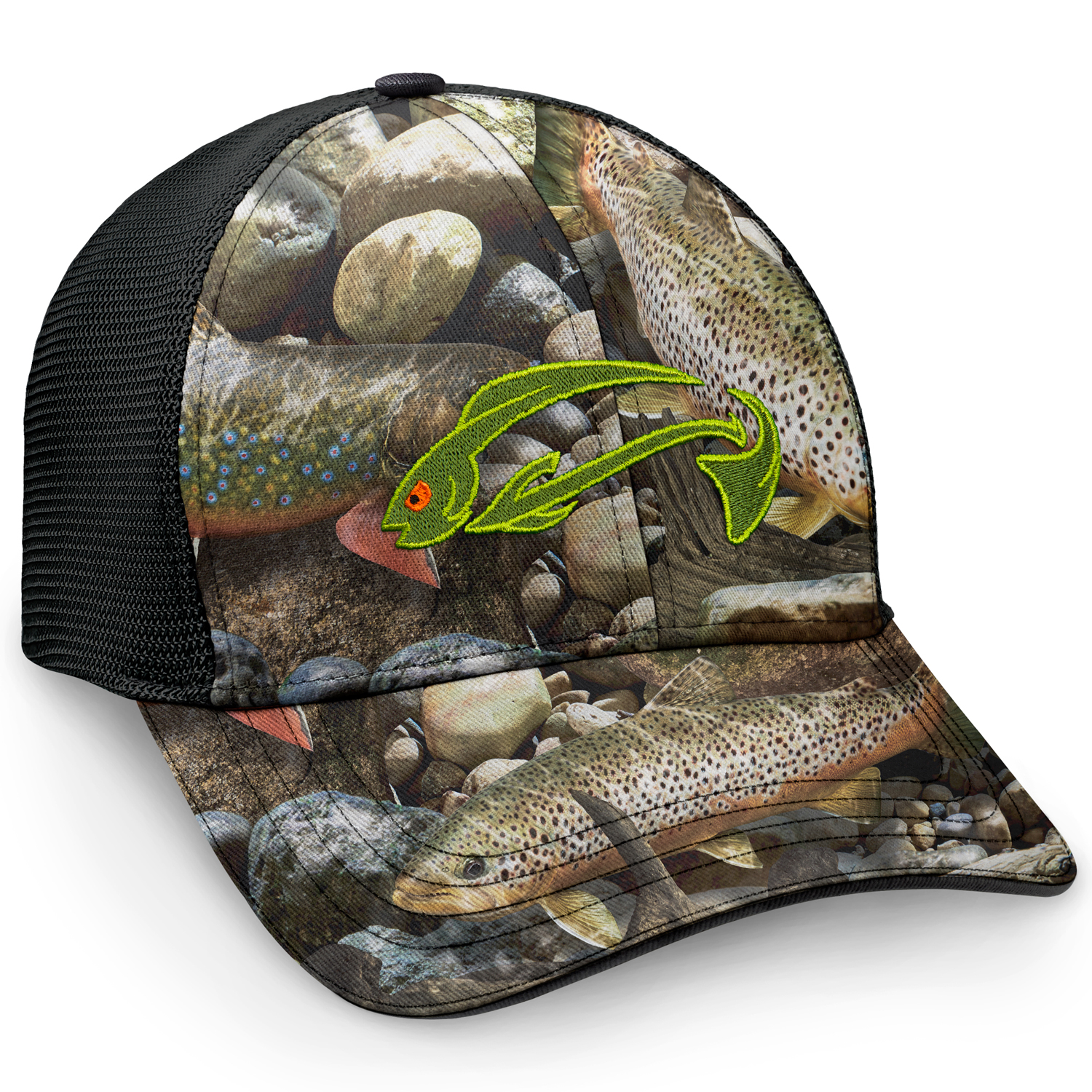 Trucker Style Fishing Hats, Mesh Back Trout Fishing Cap