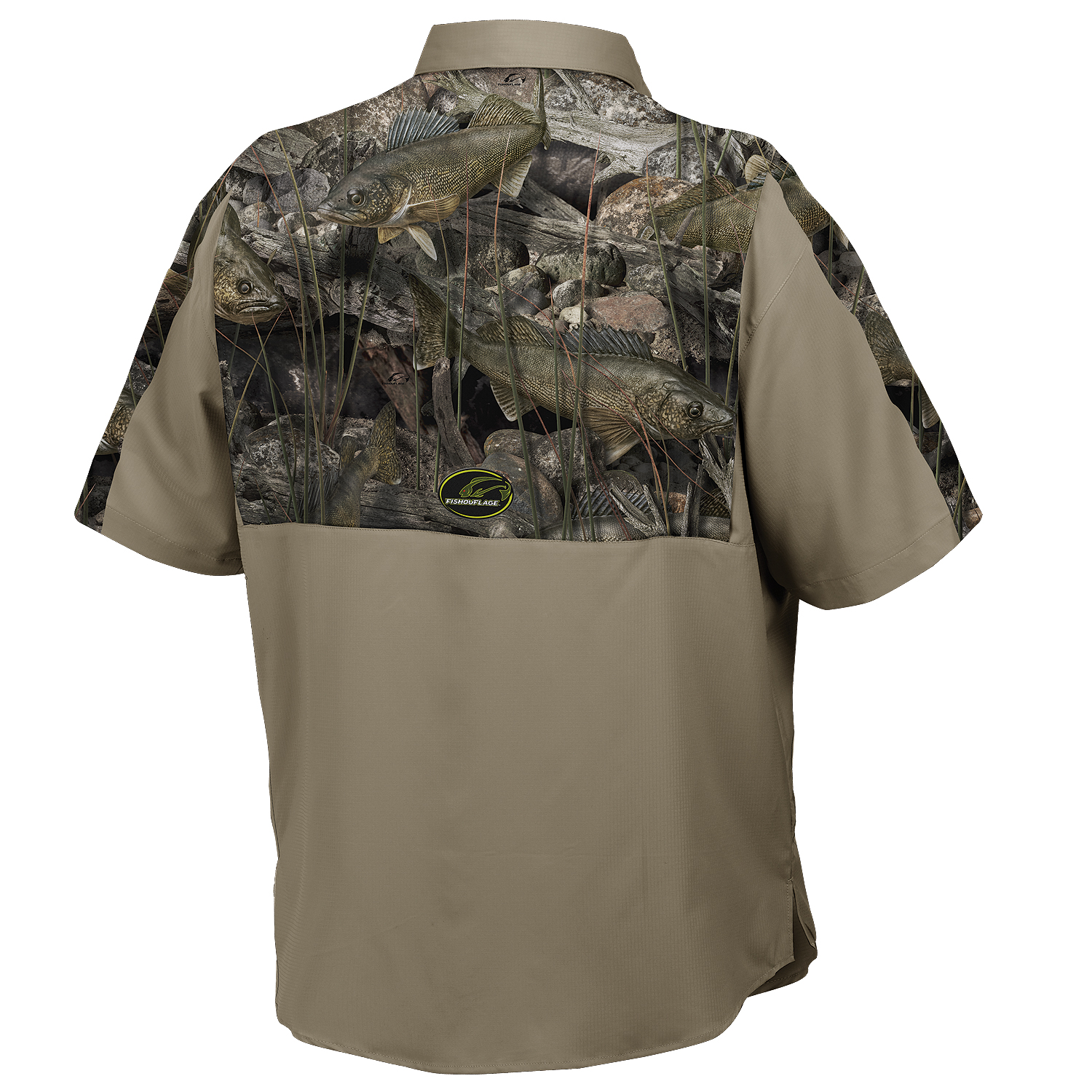 Fishouflage Bass Camo Guide Shirt – Men’s Split Rock Short-Sleeve Fishing Shirt