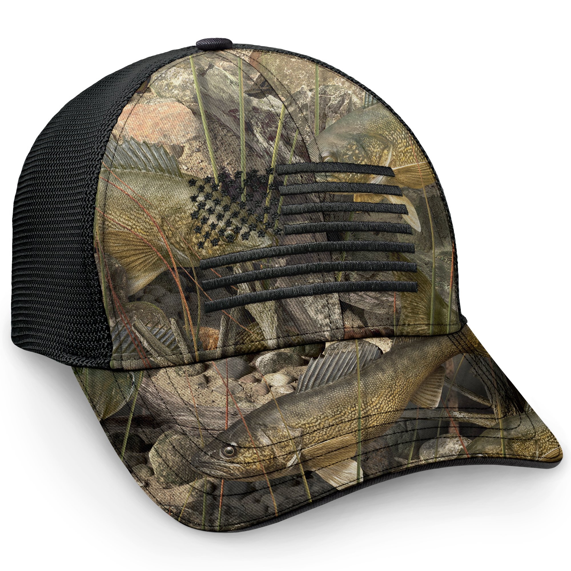 Walleye Trucker Hat, Men's Mesh Back Fishing Cap