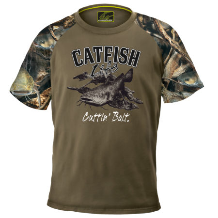 Fishing T-Shirt Short Sleeve Brown Blue Fish Feeding Edition, T-shirts, Clothes