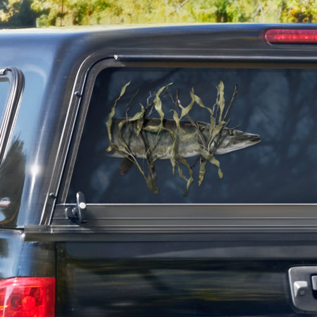 Muskie Fishing 4x4 Truck Decal Muskellunge Lake Canada Boat Sticker for Ford
