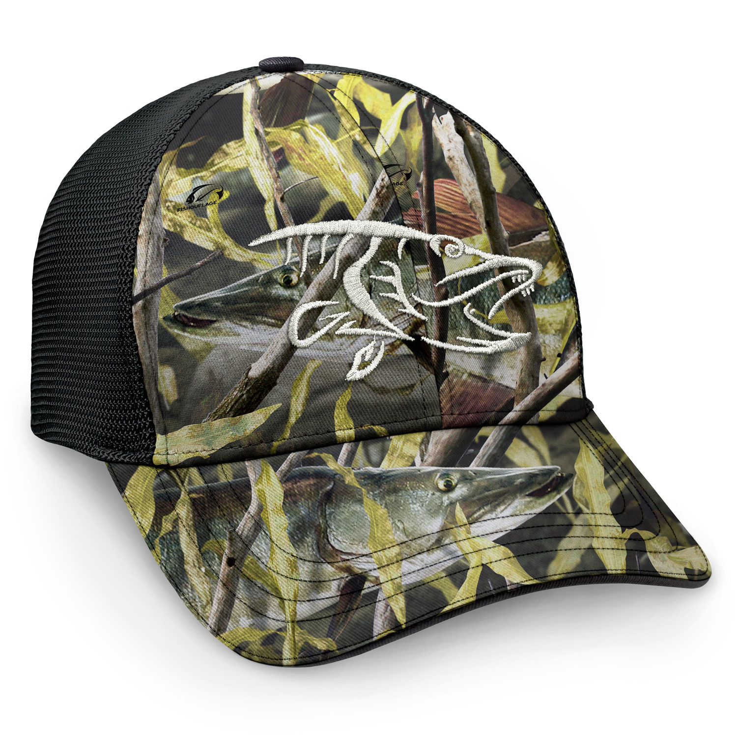 Fishouflage Thunder Bay Trucker Cap – Black Mesh Hat