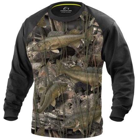 Riptide Performance L/S Tee (Walleye) Black