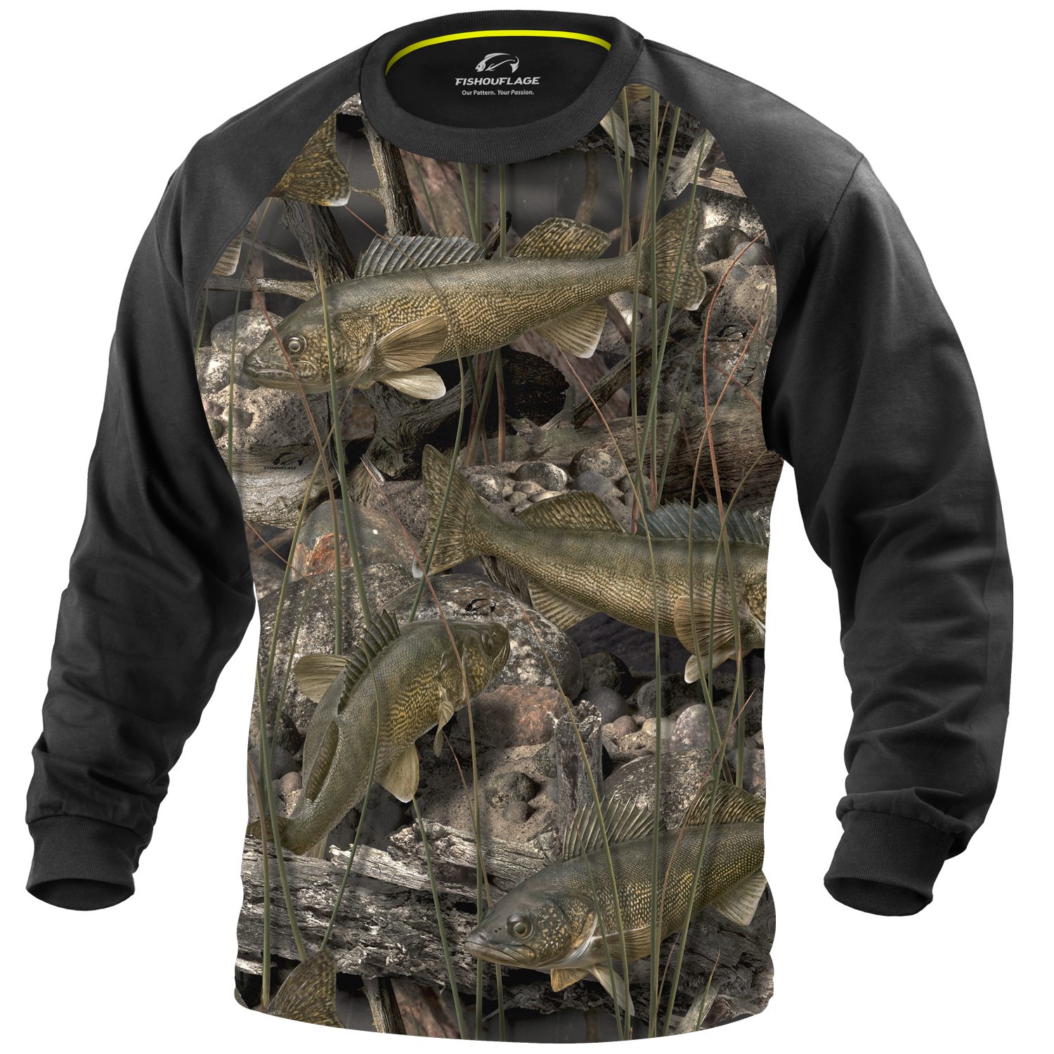 Riptide Performance L/S Tee (Walleye) Black